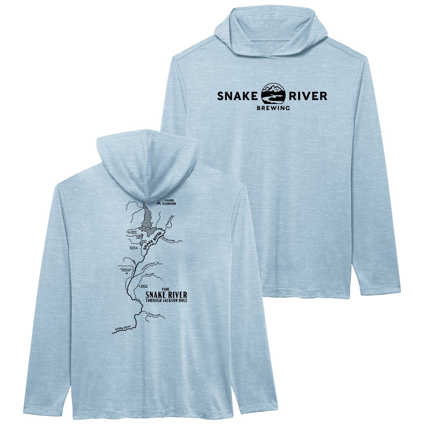 Light Blue Snake River Map Sun Hoodie