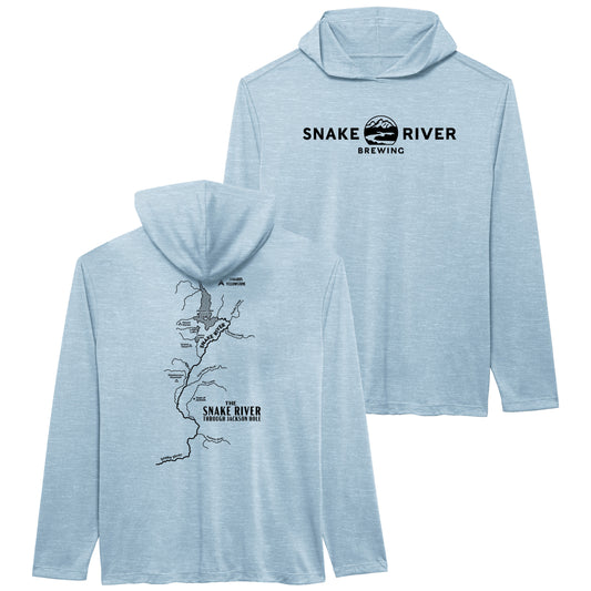 Light Blue Snake River Map Sun Hoodie