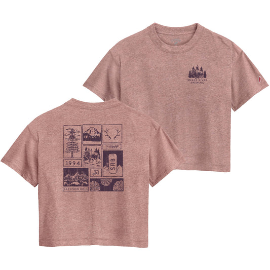 Pink Mountain Scenes Midi Crop Tee